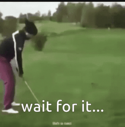 Man Swinging Golf Club Saying Wait For It GIF