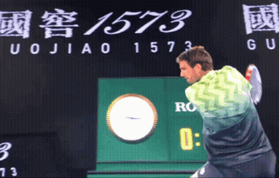 Man Swinging Tennis Racket GIF