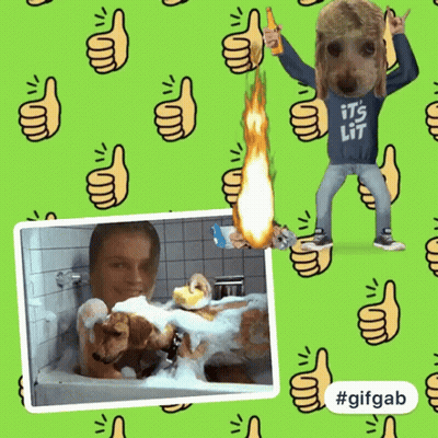 Man Taking Bath Next To Dog Saying It's Lit GIF