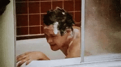 Man Taking Bath With Shampoo On Head GIF