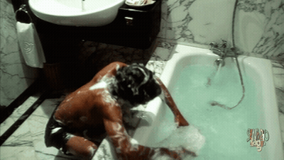 Man Taking Bath With Swag Tag GIF