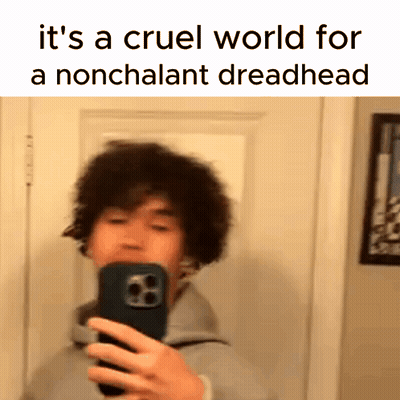 Man Taking Mirror Selfie It's A Cruel World For A Nonchalant GIF