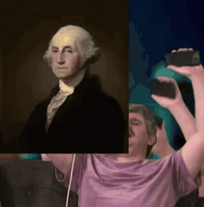 Man Taking Picture Of George Washington GIF