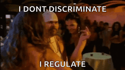 Man Taking Picture Of Woman I Dont Discriminate I Regulate GIF