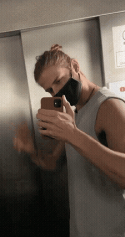 Man Taking Selfie In Elevator GIF