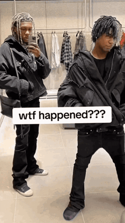 Man Taking Selfie In Mirror WTF Happened GIF