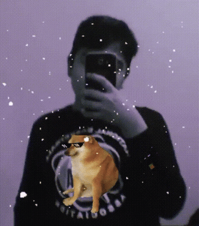 Man Taking Selfie With Dog Shirt Saying Potatoes GIF