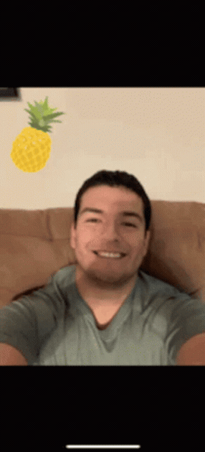 Man Taking Selfie With Pineapple On Head GIF