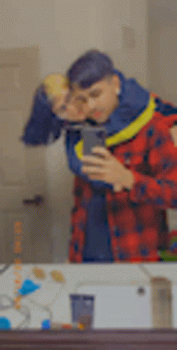 Man Taking Selfie With Woman In Mirror GIF