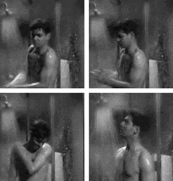 Man Taking Shower In Black And White Sticker