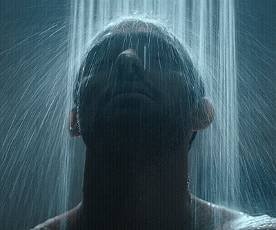Man Taking Shower With Water Coming Out Of Face GIF