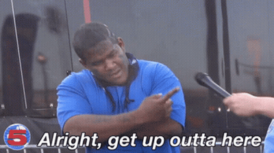 Man Talking Into Microphone Alright Get Up Outta Here GIF