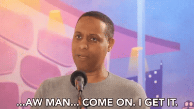 Man Talking Into Microphone Aw Man Come On I Get It GIF