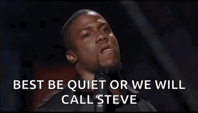 Man Talking Into Microphone Best Be Quiet Or We Will Call Steve GIF