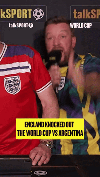 Man Talking Into Microphone England Knocked Out World Cup Vs Argentina GIF
