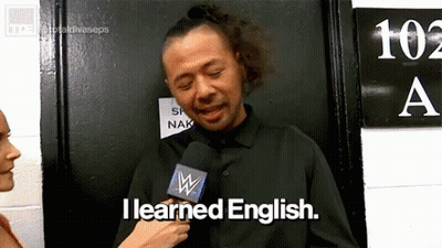 Man Talking Into Microphone Saying I Learned English GIF