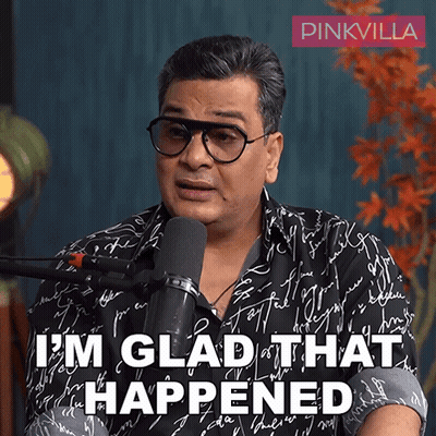 Man Talking Into Microphone Saying I'm Glad That Happened GIF