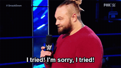 Man Talking Into Microphone Saying I Tried I'm Sorry I Tried