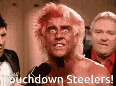 Man Talking Into Microphone Touchdown Steelers GIF