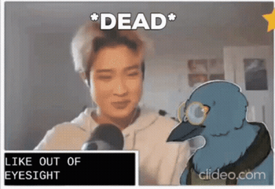 Man Talking Into Microphone With Bird Looking On GIF