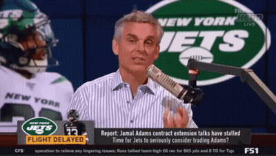Man Talking Into Microphone With New York Jets Logo GIF