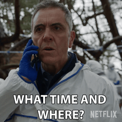 Man Talking On Cell Phone Asking What Time And Where GIF