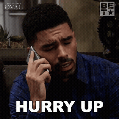 Man Talking On Cell Phone Saying Hurry Up GIF