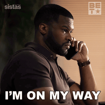 Man Talking On Cell Phone Saying I'm On My Way GIF