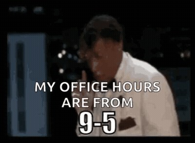 Man Talking On Cell Phone Saying My Office Hours Are From 9-5 GIF