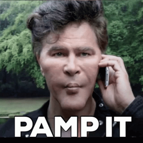Man Talking On Cell Phone With Pamp It GIF