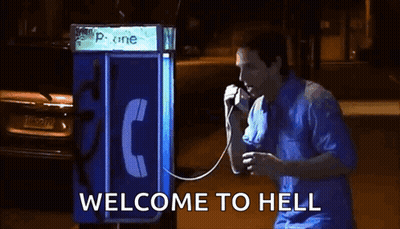 Man Talking On Payphone Welcome To Hell GIF