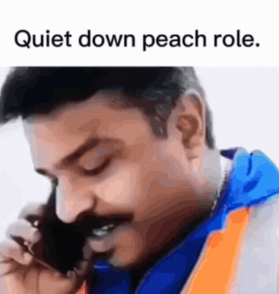 Man Talking On Phone Quiet Down Peach Role GIF
