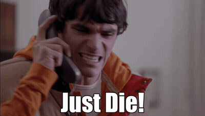 Man Talking On Phone Saying Just Die GIF
