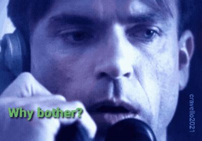 Man Talking On Phone Saying Why Bother In Green GIF