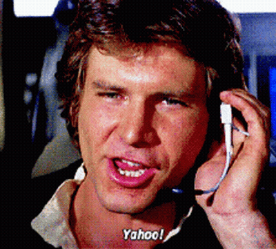 Man Talking On Phone With Yahoo On Neck GIF