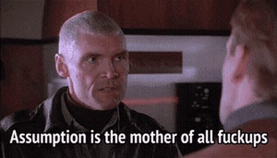 Man Talking To Another Man Assumption Is The Mother Of All Fuckups GIF