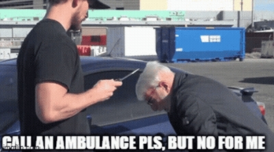 Man Talking To Another Man Call An Ambulance Pls GIF