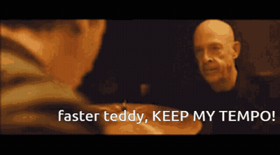 Man Talking to Another Man Faster Teddy Keep My Tempo