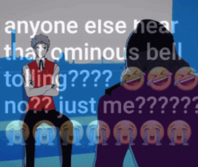 Man Talking To Another Man Near Ominous Bell GIF
