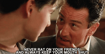 Man Talking To Another Man Never Rat On Your Friends And Always Keep Your Mouth Shut GIF