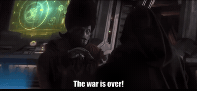 Man Talking To Another Man Saying The War Is Over GIF
