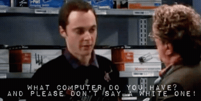 Man Talking To Another Man Saying What Computer Do You Have Please Don't Say A White One GIF
