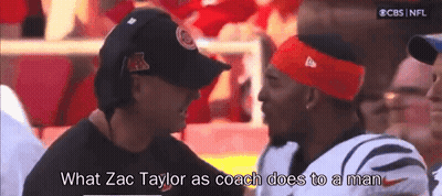 Man Talking To Another Man Saying What Zac Taylor As Coach Does To A Man GIF