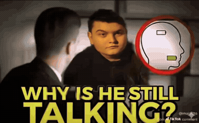 Man Talking To Another Man Saying Why Is He Still Talking GIF