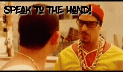 Man Talking To Another Man With Speak To The Hand GIF