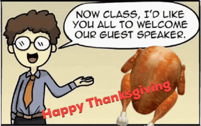 Man Talking To Turkey Saying Happy Thanksgiving GIF