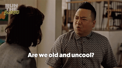 Man Talking To Woman Are We Old And Uncool GIF