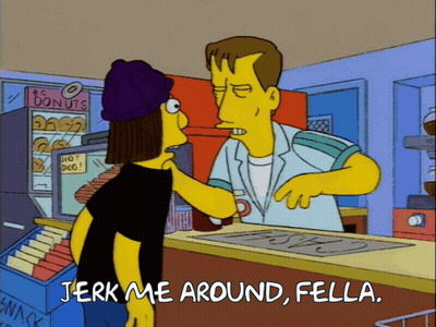 Man Talking To Woman Jerk Me Around Fella GIF