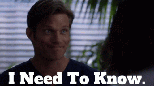 Man Talking To Woman With I Need To Know Below GIF
