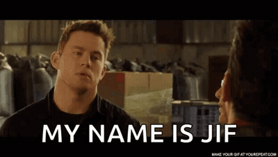 Man Talking With My Name Is Jif Above Him GIF
